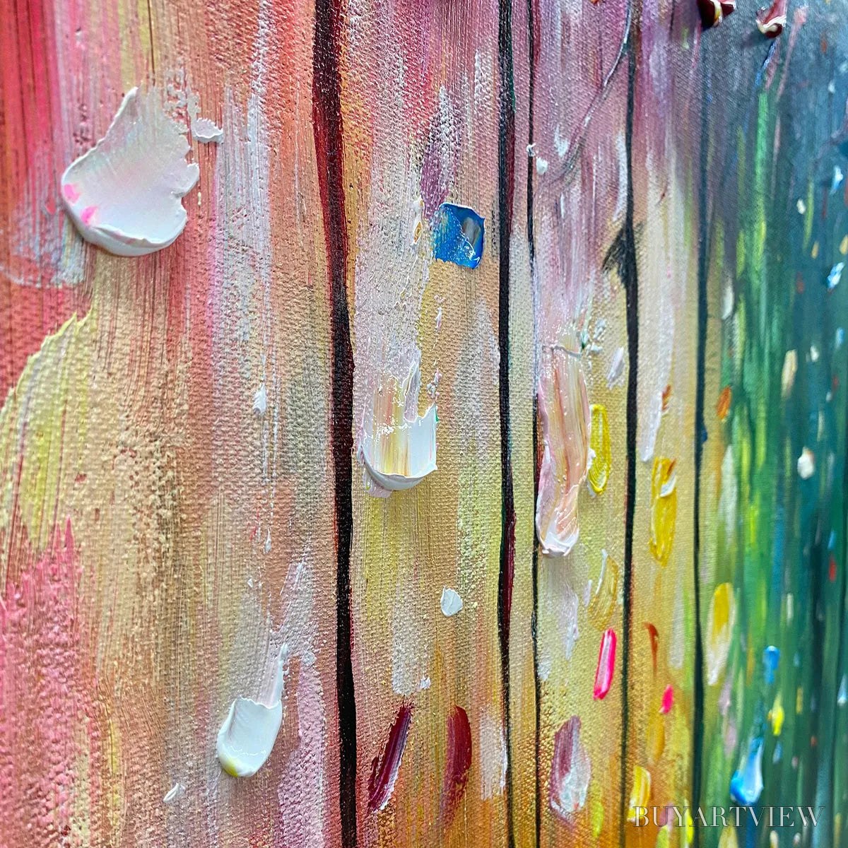 ARTOVITAS Rainforest Melody – Abstract Painting, Colorful Waterfall, Living Room, Dining Room, Office - image 5