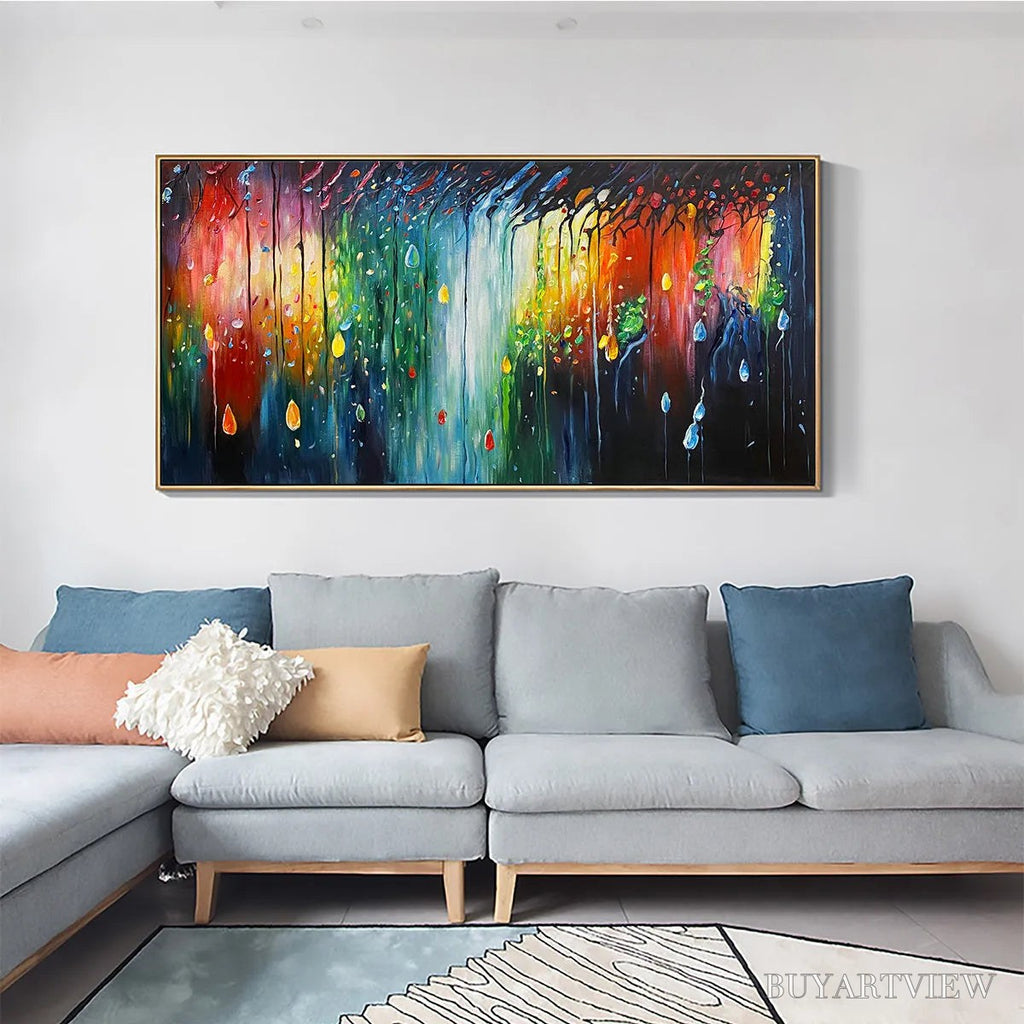 ARTOVITAS Rainforest Melody – Abstract Painting, Colorful Waterfall, Living Room, Dining Room, Office - image 6