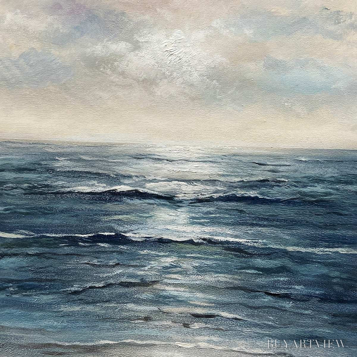 ARTOVITAS Tranquil Shores – Serene Coastal Landscape Oil Painting - image 6