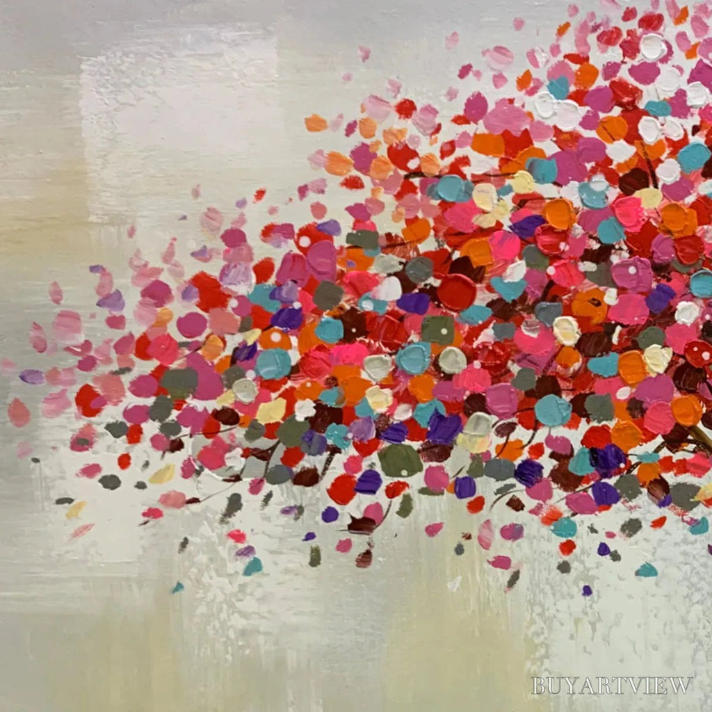 ARTOVITAS Jewel Tree – Colorful Abstract Tree Painting, Impasto Texture, Horizontal Canvas, Modern - image 5