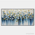ARTOVITAS Golden Falls – Abstract Painting in Blue and Gold, Textured Canvas, Modern - image 1