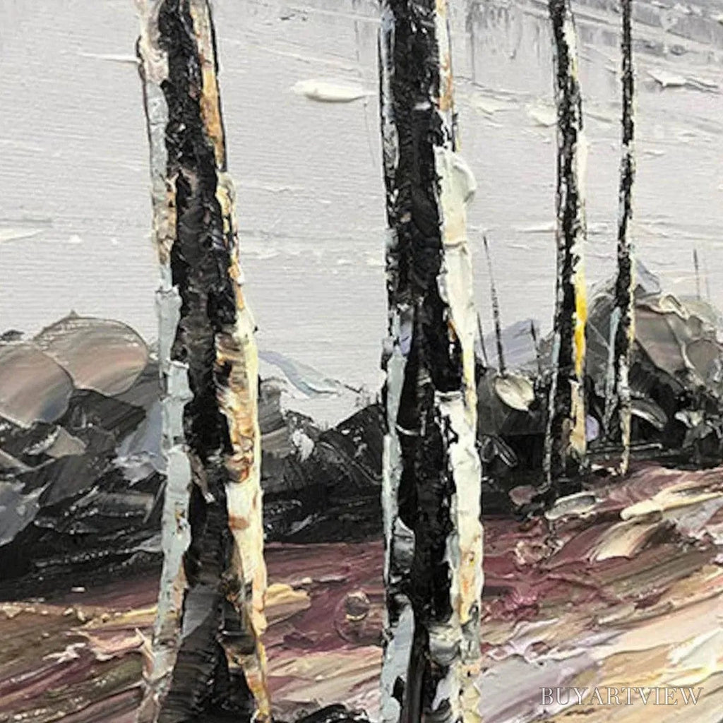 ARTOVITAS Serene Waters – Panoramic Landscape Painting, Textured Trees and Lake - image 6
