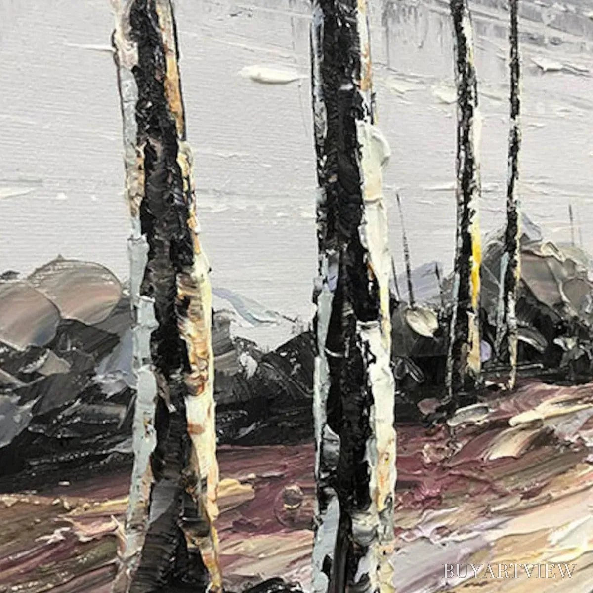 ARTOVITAS Serene Waters – Panoramic Landscape Painting, Textured Trees and Lake - image 6