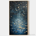 ARTOVITAS Golden Falls – Abstract Waterfall Painting, Blue and Gold, Vertical Canvas, Modern - image 1
