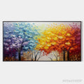 ARTOVITAS Autumn Rainbow – Panoramic Tree Painting in Vibrant Colors, Textured Canvas, Modern - image 1