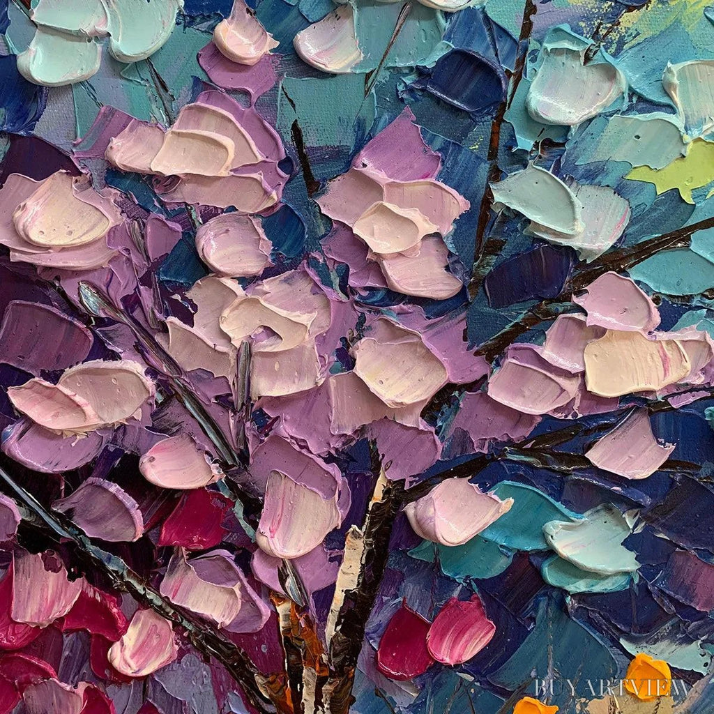 ARTOVITAS Autumn Rainbow – Panoramic Tree Painting in Vibrant Colors, Textured Canvas, Modern - image 3