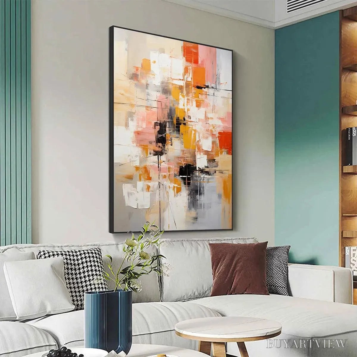 ARTOVITAS Abstract Symphony Ii – Colorful Abstract Painting, Textured , Vertical Canvas, Modern Art - image 4