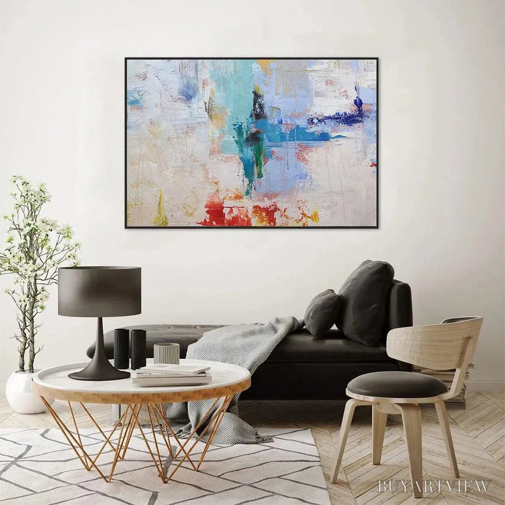 ARTOVITAS Abstract Land – Textured Abstract Painting, Colorful , Modern Art, Panoramic, Horizontal Canvas - image 4