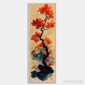 ARTOVITAS Crimson Autumn Bonsai – Tree Painting, Vertical , Asian Decor - image 1