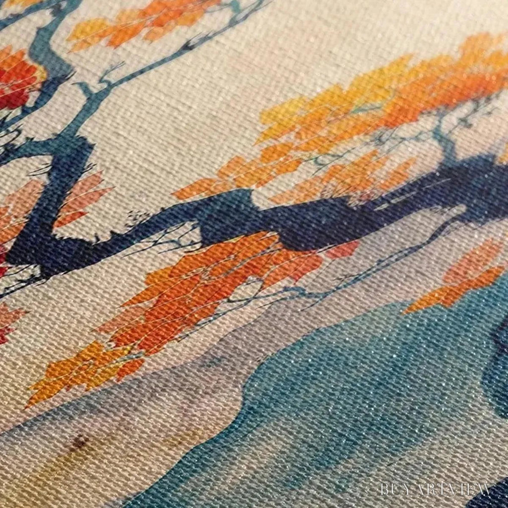 ARTOVITAS Crimson Autumn Bonsai – Tree Painting, Vertical , Asian Decor - image 3