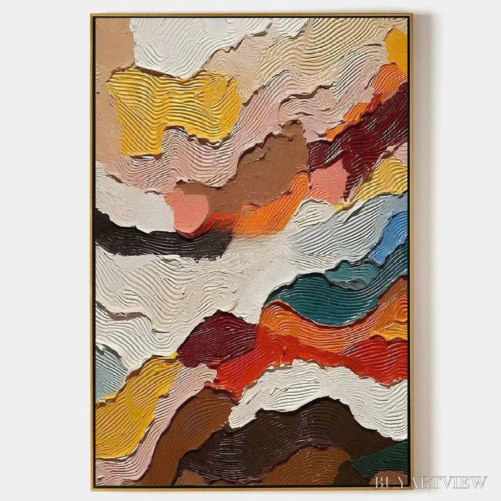 ARTOVITAS Abstract Landscape – Textured Abstract Painting, Colorful Landscape , Vertical Canvas, Impasto Decor - image 1