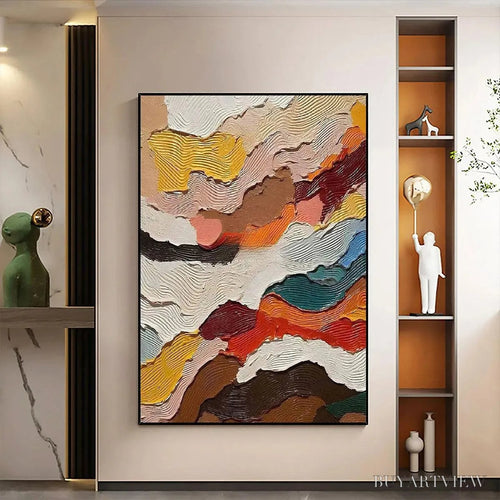 ARTOVITAS Abstract Landscape – Textured Abstract Painting, Colorful Landscape , Vertical Canvas, Impasto Decor - image 2