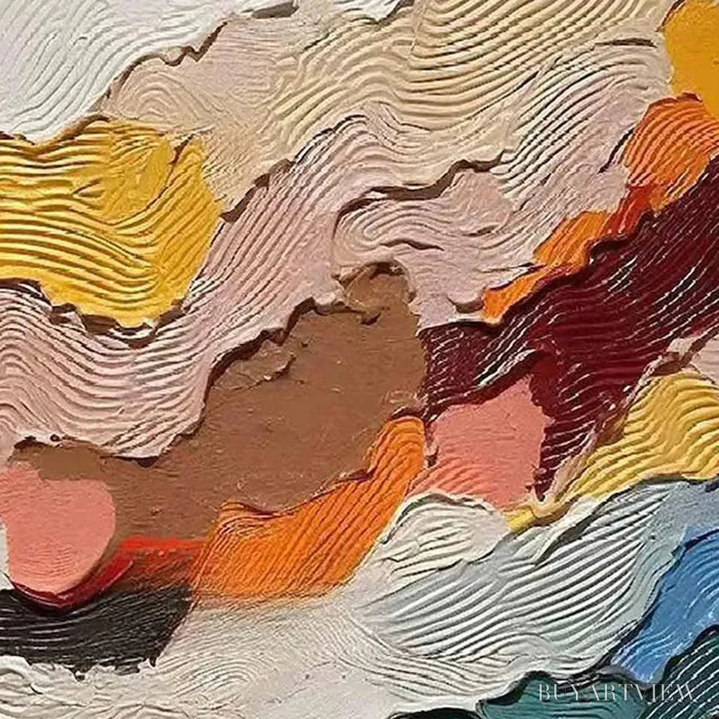 ARTOVITAS Abstract Landscape – Textured Abstract Painting, Colorful Landscape , Vertical Canvas, Impasto Decor - image 3
