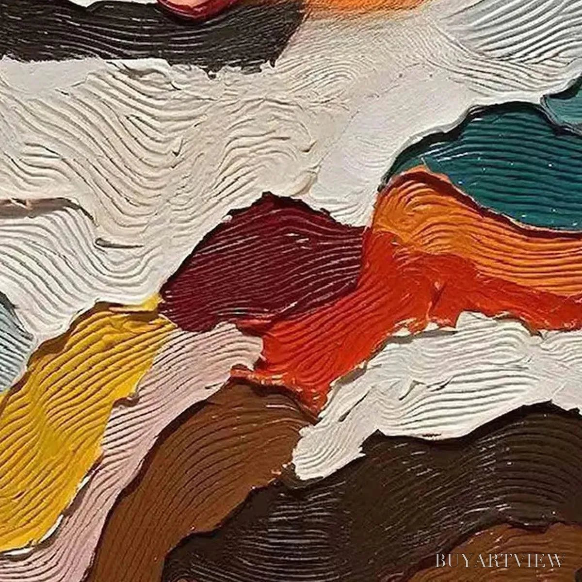 ARTOVITAS Abstract Landscape – Textured Abstract Painting, Colorful Landscape , Vertical Canvas, Impasto Decor - image 6