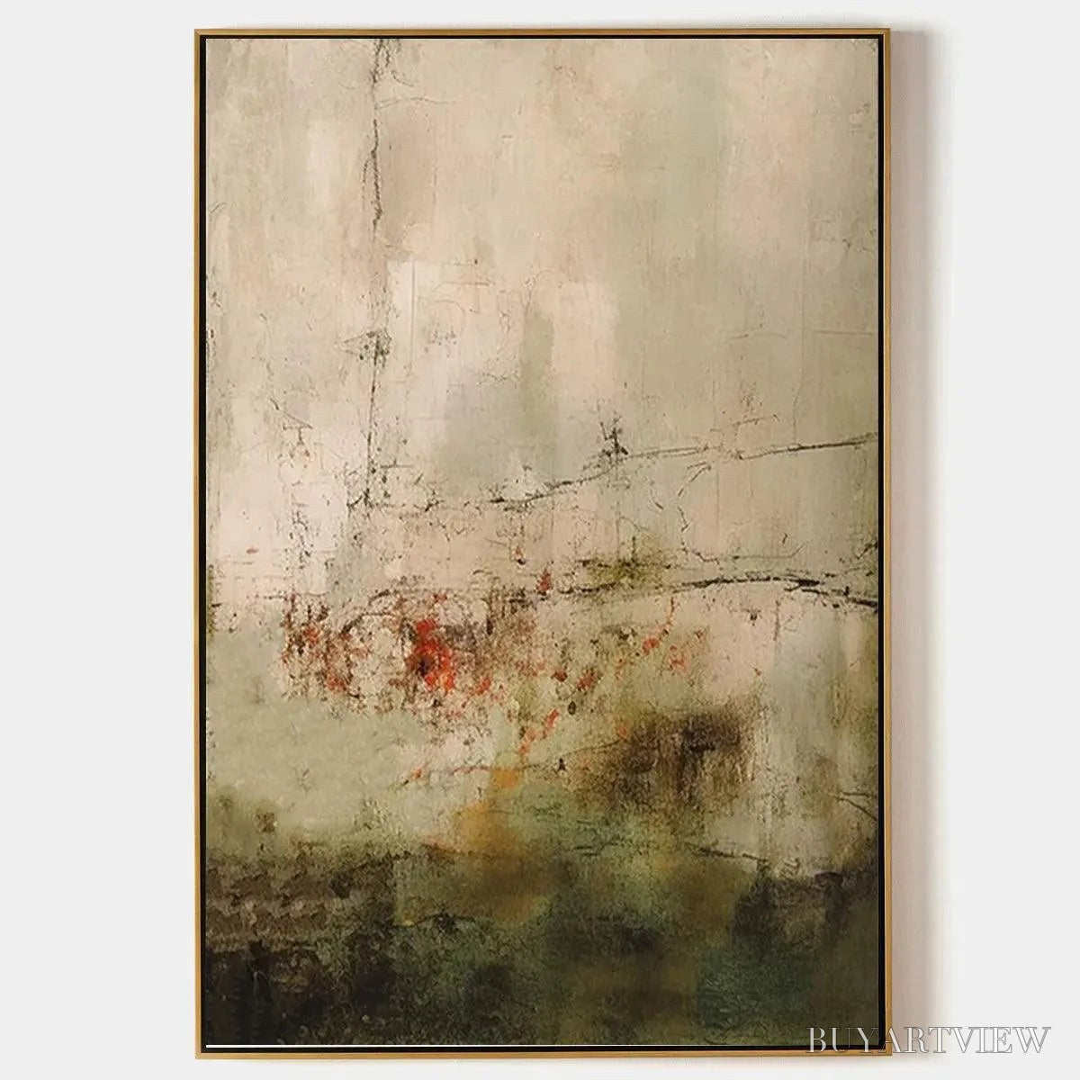 ARTOVITAS Wabi Sabi Terrain – Textured Abstract Landscape Painting, Vertical - image 1