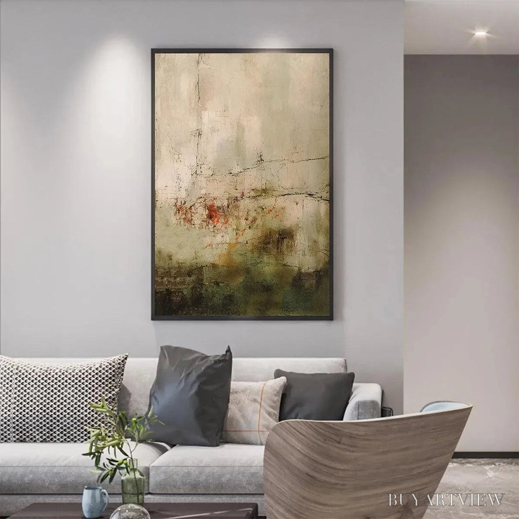 ARTOVITAS Wabi Sabi Terrain – Textured Abstract Landscape Painting, Vertical - image 5
