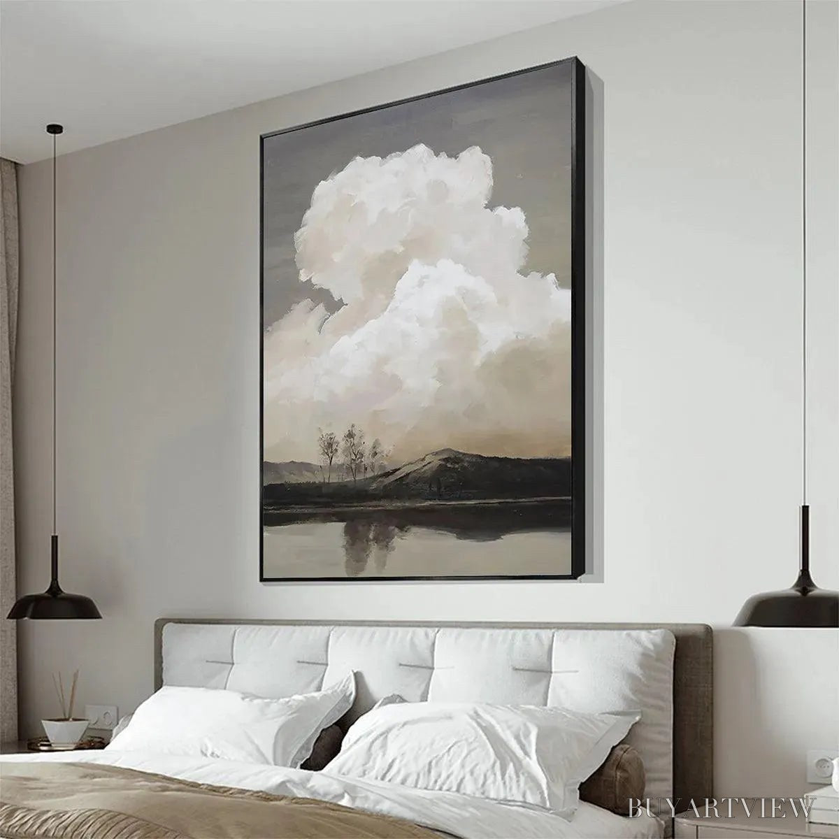 ARTOVITAS Cloudy Landscape – Muted Landscape Painting, Vertical - image 5