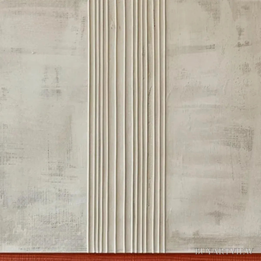 ARTOVITAS Textured Minimalist Landscape – Terracotta and Beige Abstract Painting, Vertical - image 4
