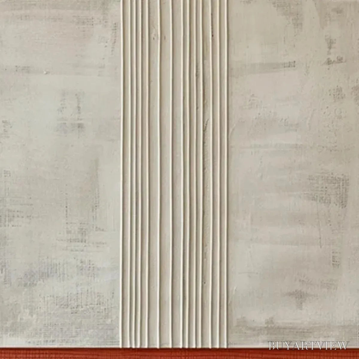 ARTOVITAS Textured Minimalist Landscape – Terracotta and Beige Abstract Painting, Vertical - image 4