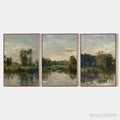 ARTOVITAS Riverside Triptych – Traditional Chinese Landscape Painting Set of 3 - image 1