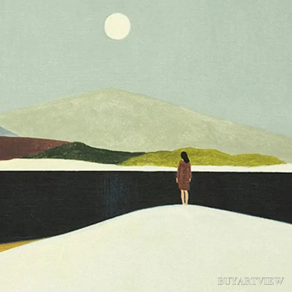 ARTOVITAS Solitary Figure in Minimalist Landscape – Serene Landscape Painting, Horizontal - image 6