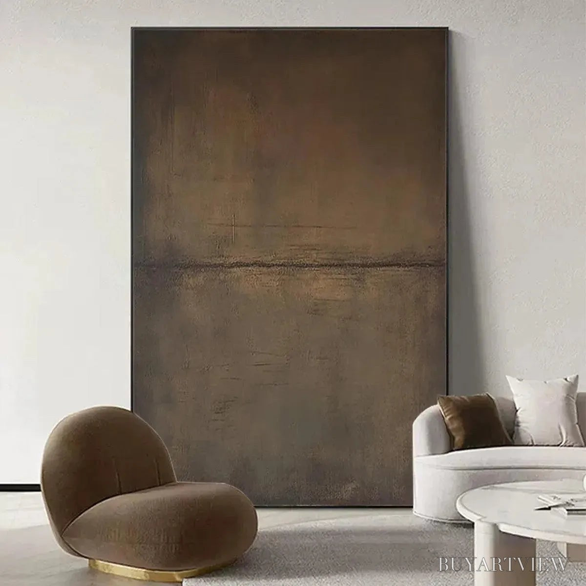 ARTOVITAS Umber Abstract Landscape – Abstract Painting in Brown - image 6