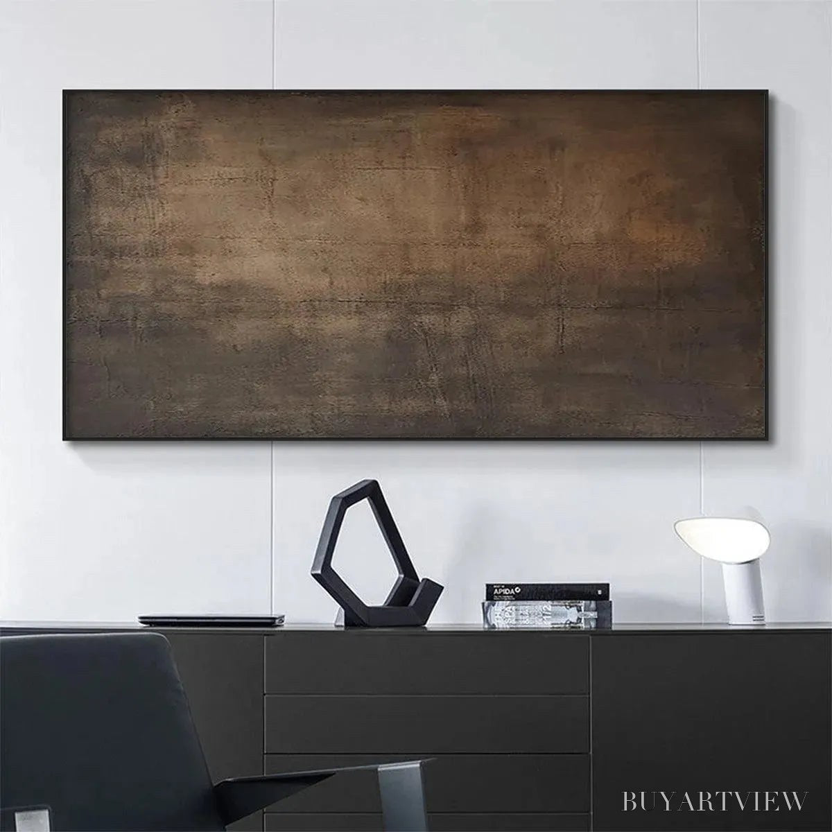ARTOVITAS Dark Brown Textured Landscape – Abstract Painting in Brown - image 2