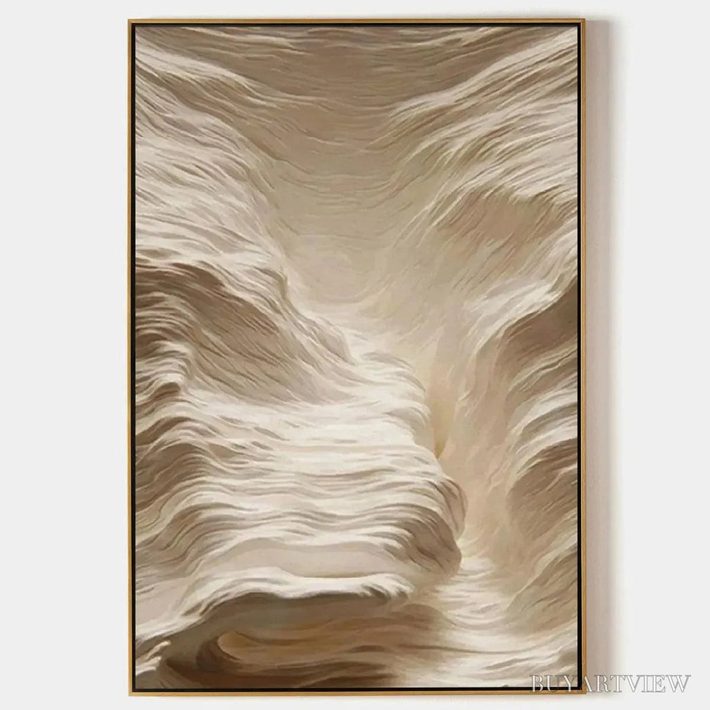 ARTOVITAS White Sand Dunes – Textured Abstract Landscape Painting, Vertical - image 1