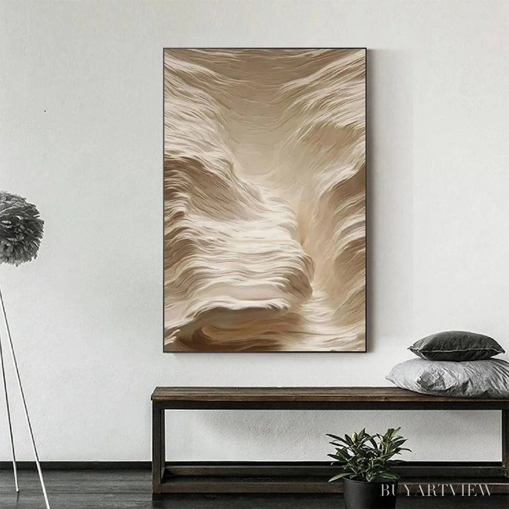 ARTOVITAS White Sand Dunes – Textured Abstract Landscape Painting, Vertical - image 2