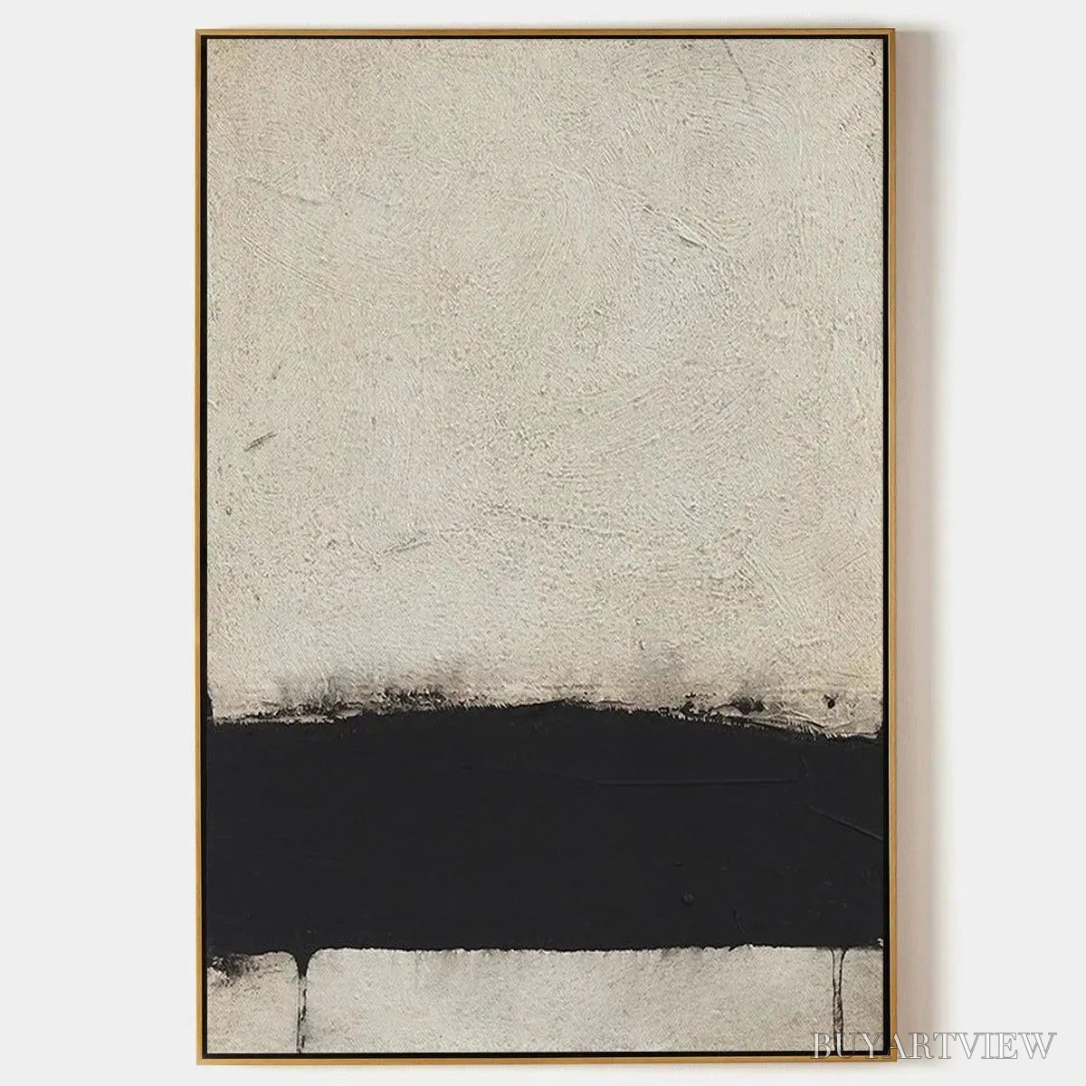 ARTOVITAS Minimalist Black and White Landscape – Textured Abstract Painting, Vertical - image 1