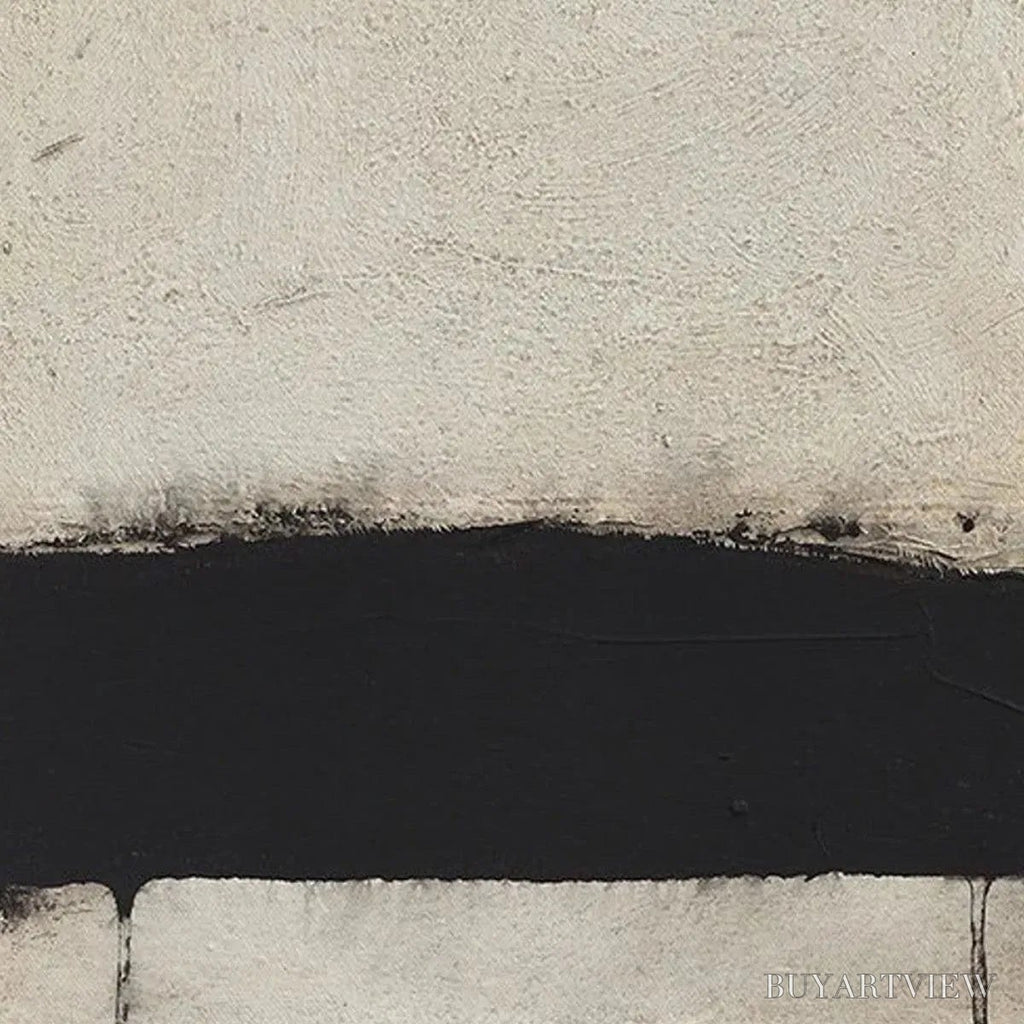 ARTOVITAS Minimalist Black and White Landscape – Textured Abstract Painting, Vertical - image 3
