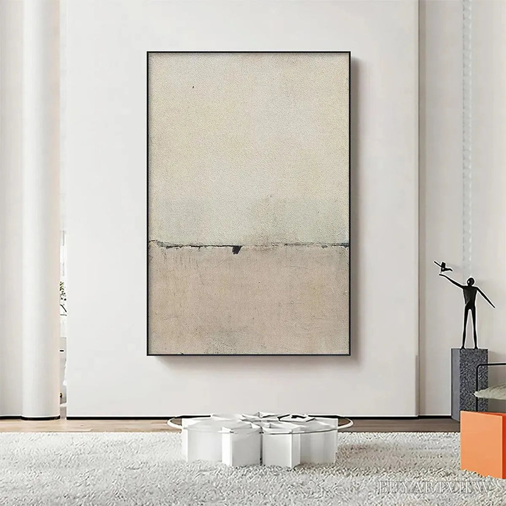 ARTOVITAS Minimalist Earthscape – Neutral Abstract Landscape Painting, Vertical - image 2