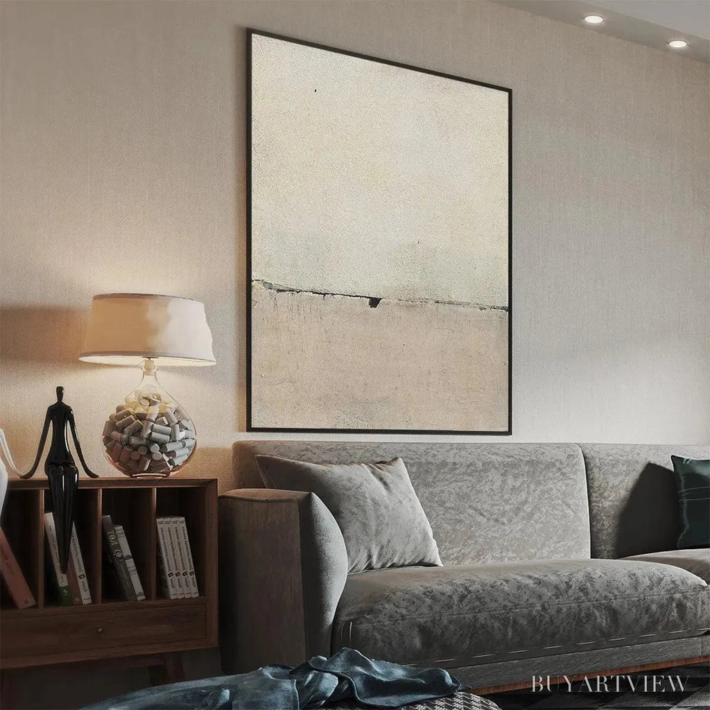 ARTOVITAS Minimalist Earthscape – Neutral Abstract Landscape Painting, Vertical - image 5