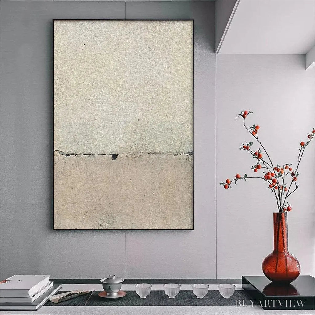 ARTOVITAS Minimalist Earthscape – Neutral Abstract Landscape Painting, Vertical - image 6
