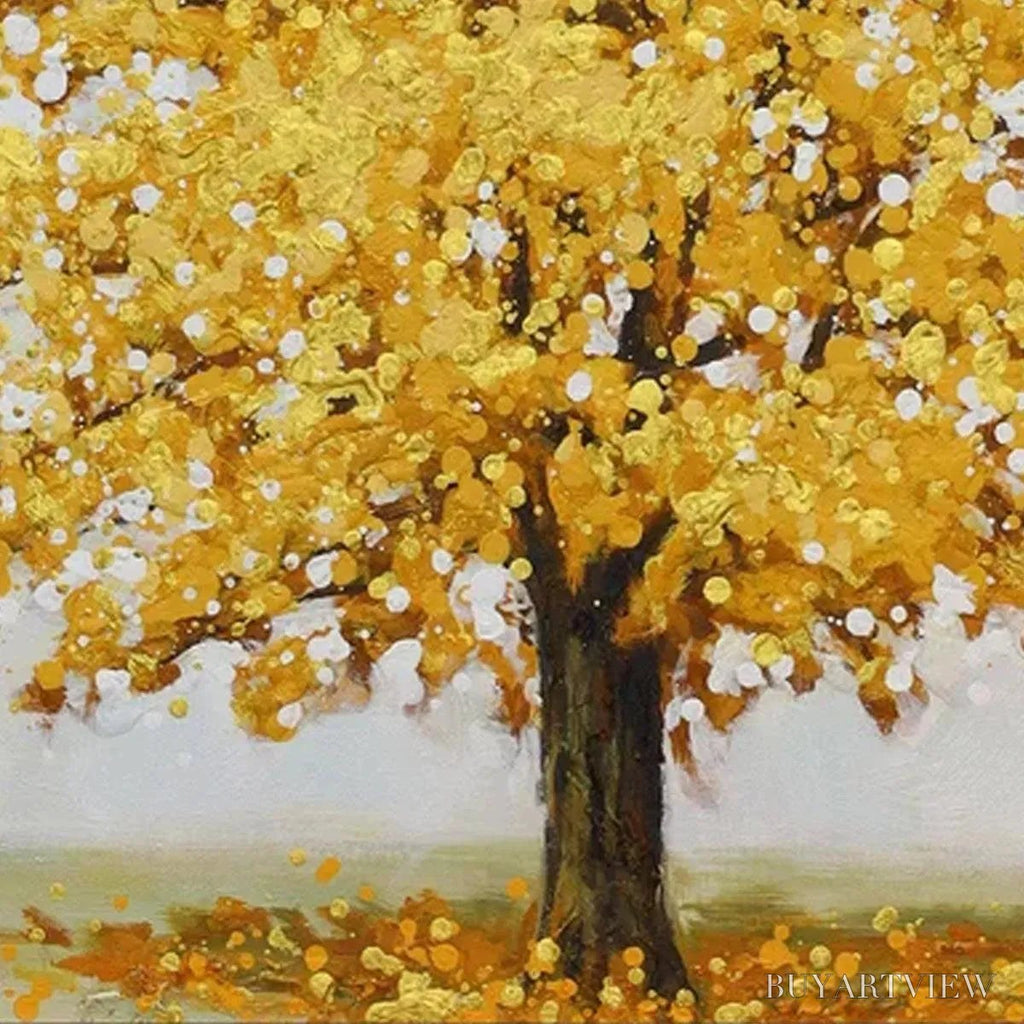 ARTOVITAS Golden Majesty – Textured Golden Tree Painting, Square - image 3