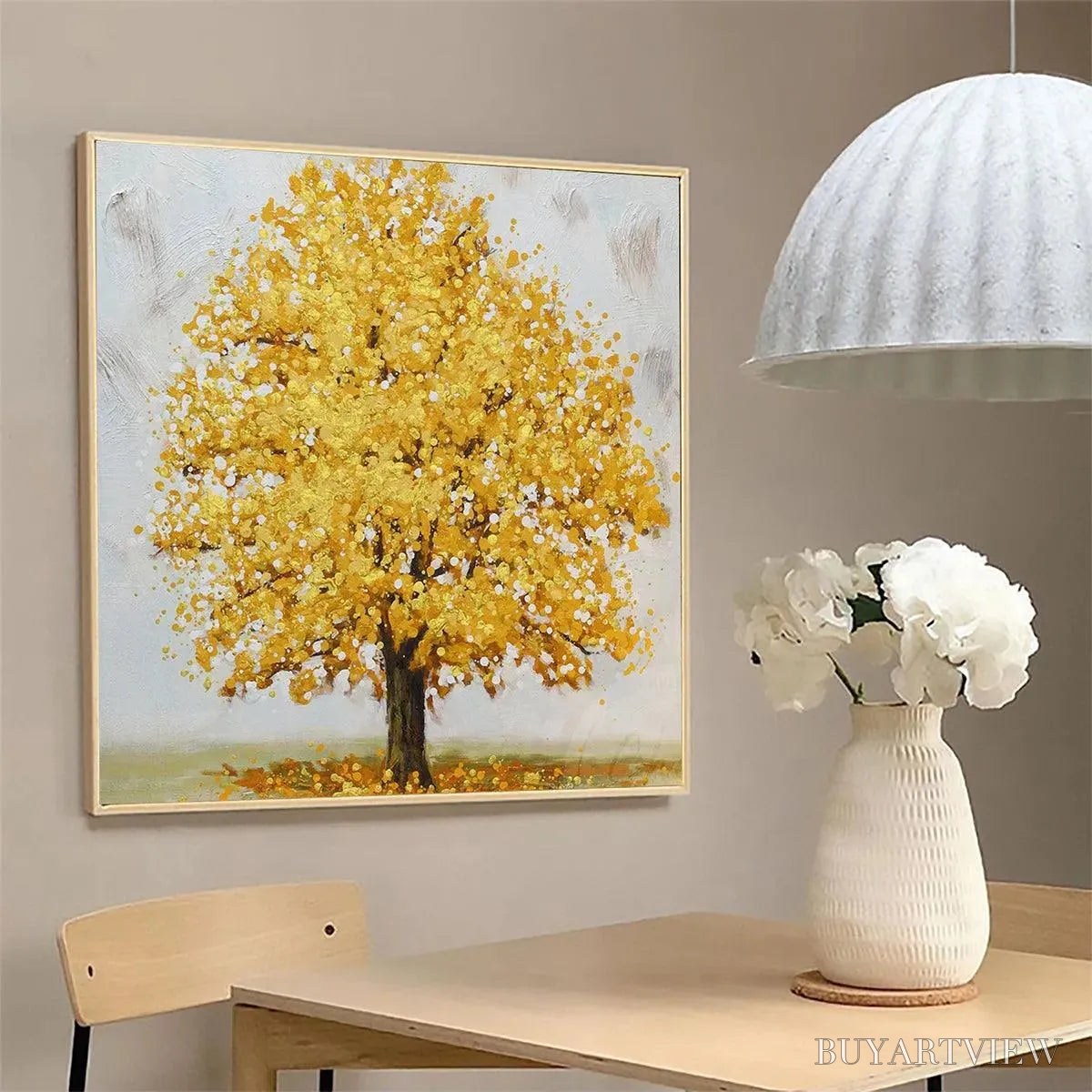 ARTOVITAS Golden Majesty – Textured Golden Tree Painting, Square - image 4