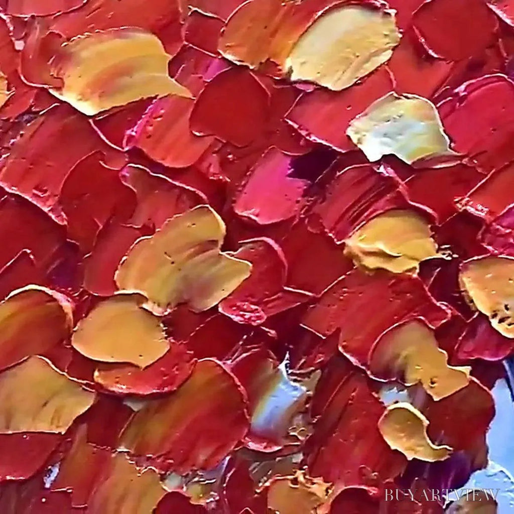 ARTOVITAS Autumn Fire – Textured Impasto Painting of a Tree in Orange and Red - image 6