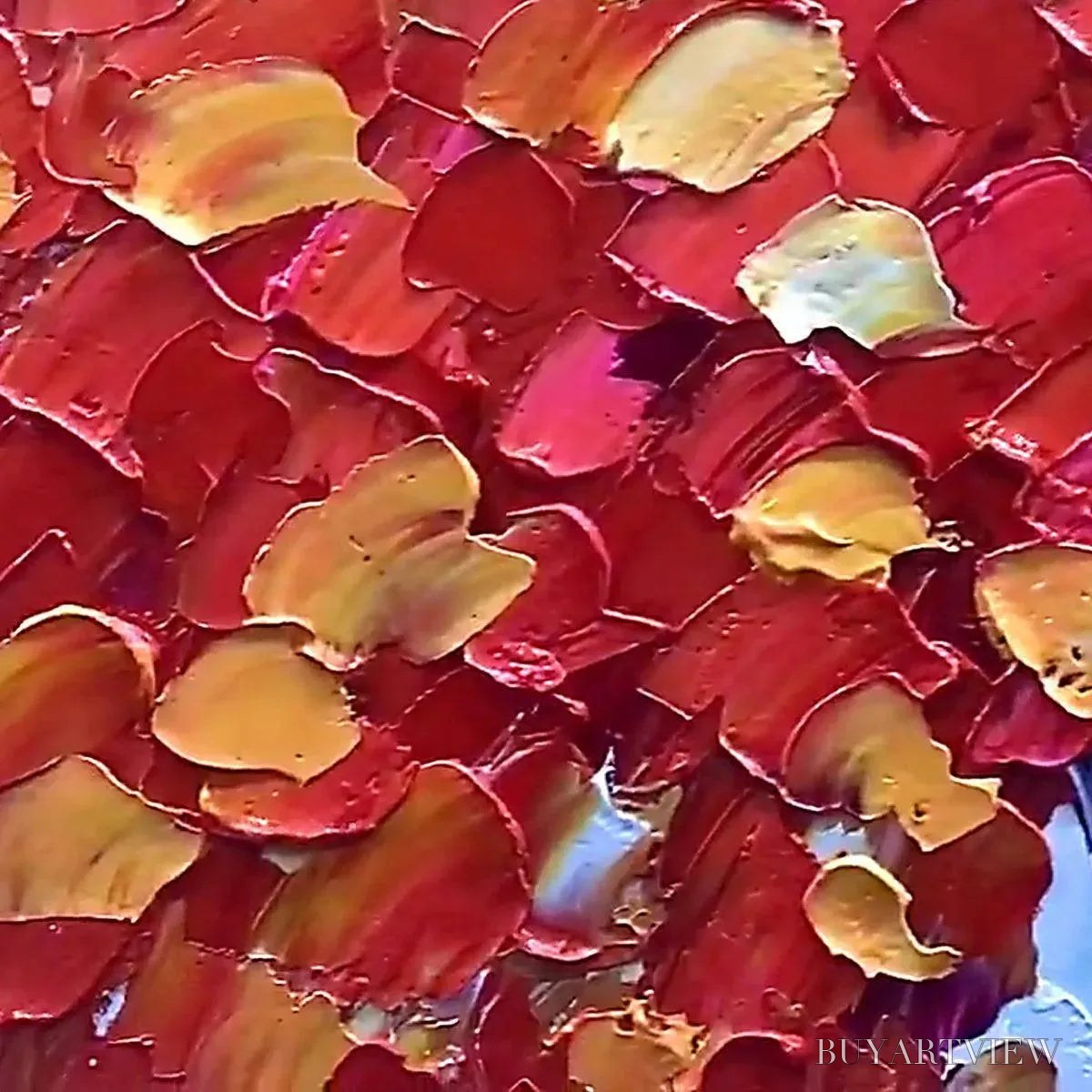 ARTOVITAS Autumn Fire – Textured Impasto Painting of a Tree in Orange and Red - image 6
