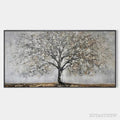 ARTOVITAS Silver Birch – Textured Tree Painting in Grey and Gold - image 1