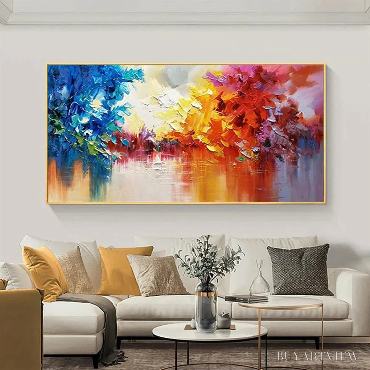 ARTOVITAS Colorful Reflections – Textured Abstract Landscape Painting - image 2