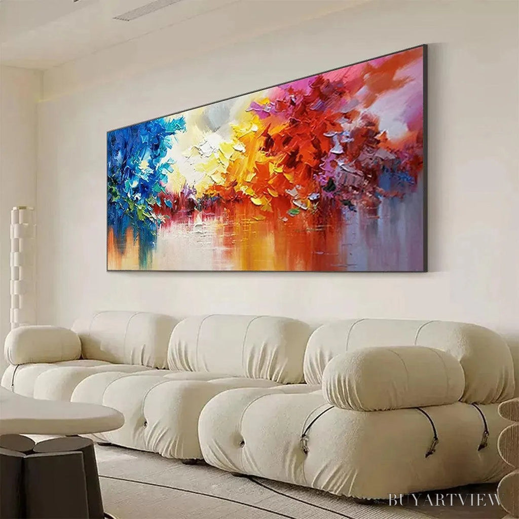 ARTOVITAS Colorful Reflections – Textured Abstract Landscape Painting - image 4