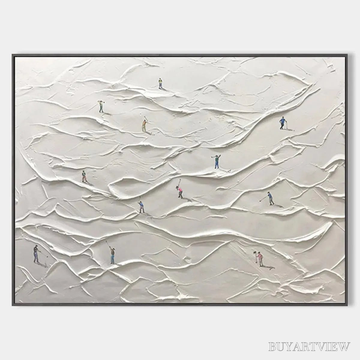 ARTOVITAS White Greens – Textured Abstract Golf Landscape Painting - image 1