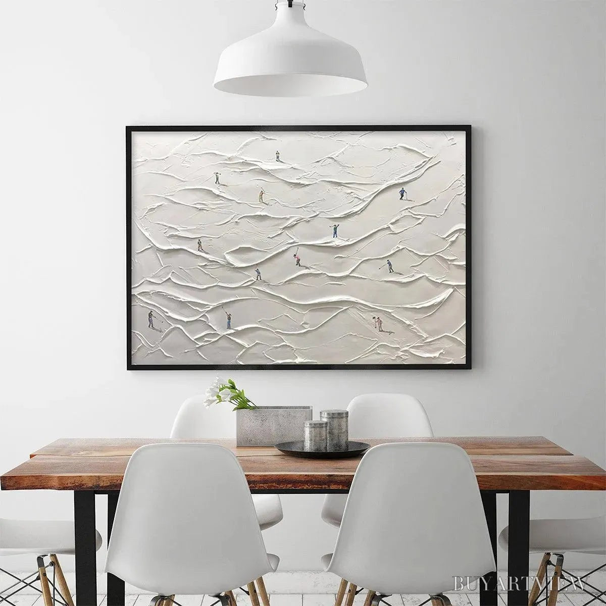 ARTOVITAS White Greens – Textured Abstract Golf Landscape Painting - image 2