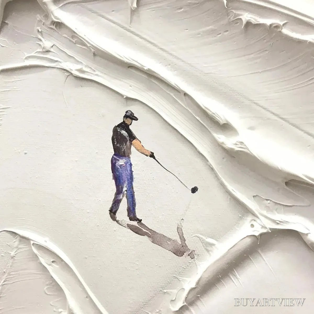 ARTOVITAS White Greens – Textured Abstract Golf Landscape Painting - image 3