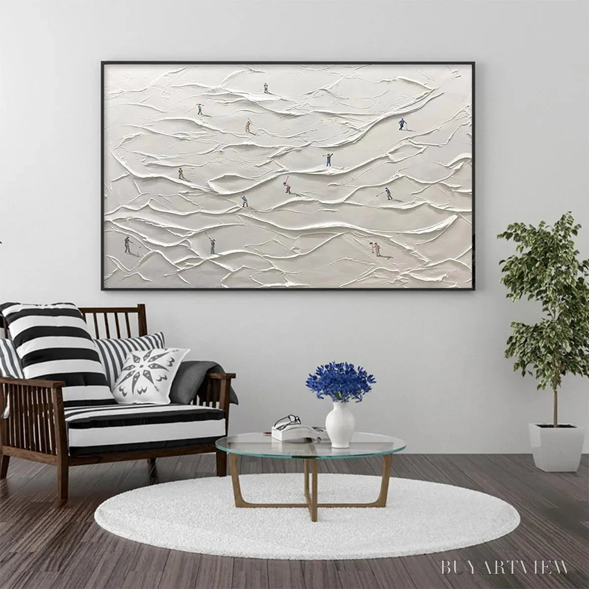 ARTOVITAS White Greens – Textured Abstract Golf Landscape Painting - image 4