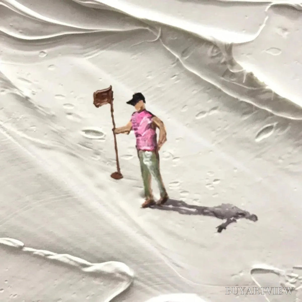 ARTOVITAS White Greens – Textured Abstract Golf Landscape Painting - image 5