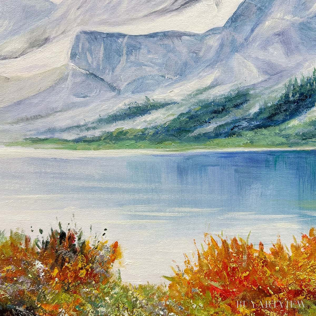 ARTOVITAS Autumn Lake – Panoramic Autumn Landscape Painting with Lake and Mountains - image 6