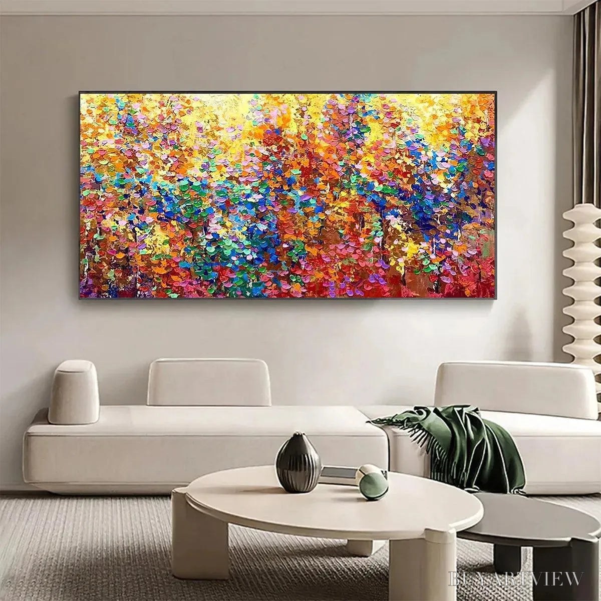 ARTOVITAS Autumn Glow – Textured Abstract Landscape Painting in Vibrant Autumn Colors - image 2