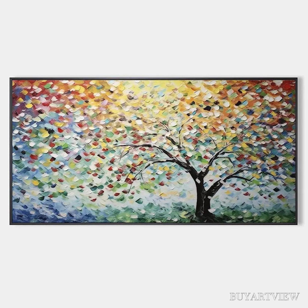 ARTOVITAS Rainbow Tree – Textured Impasto Tree Painting in Vibrant Colors - image 1