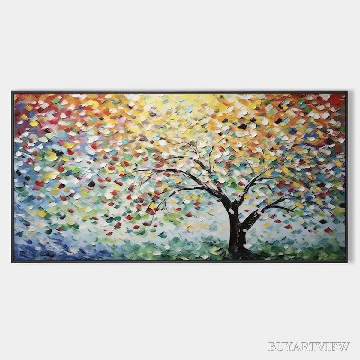 ARTOVITAS Rainbow Tree – Textured Impasto Tree Painting in Vibrant Colors - image 1
